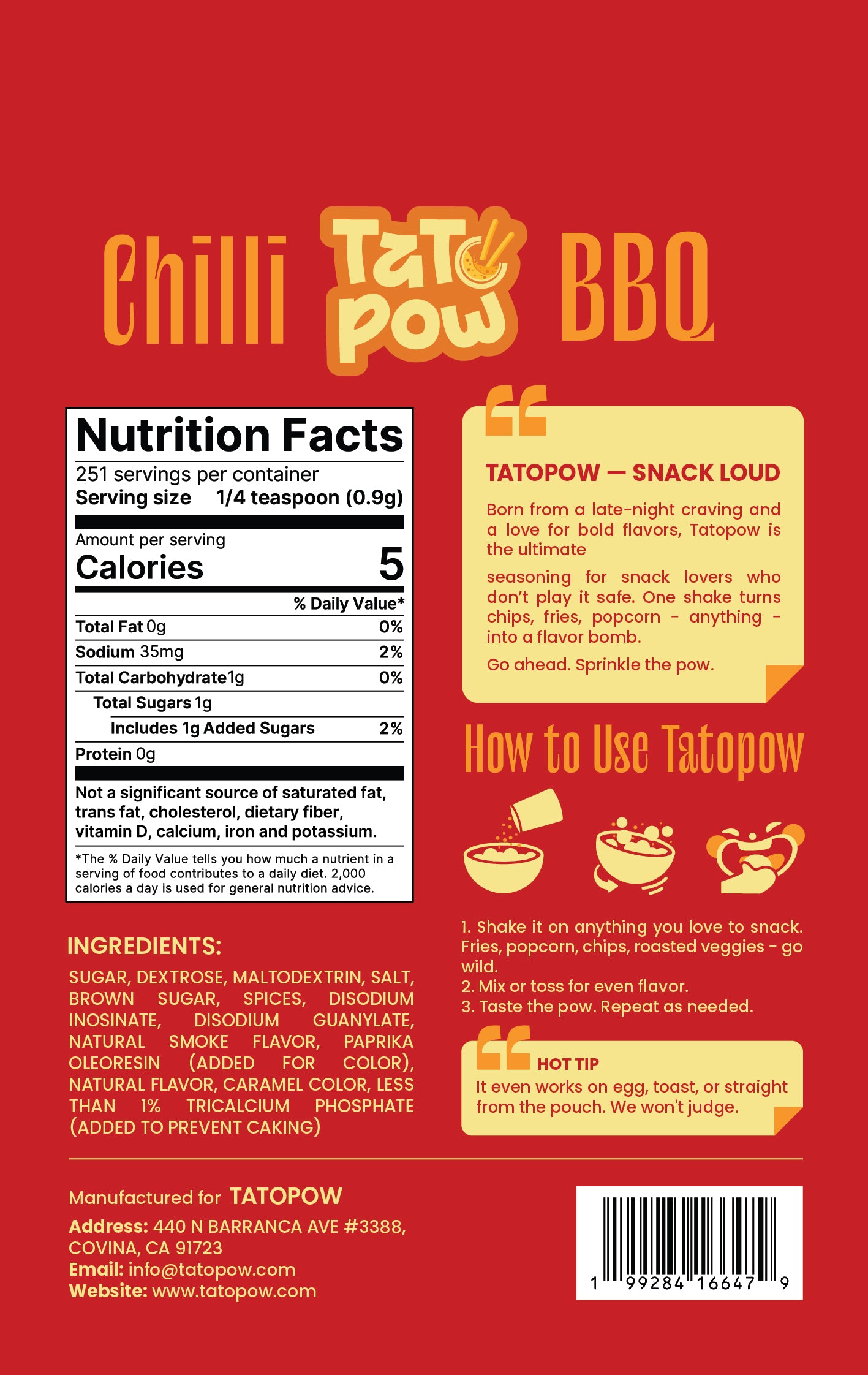 TATOPOW BBQ Flavor Snack Seasoning Powder